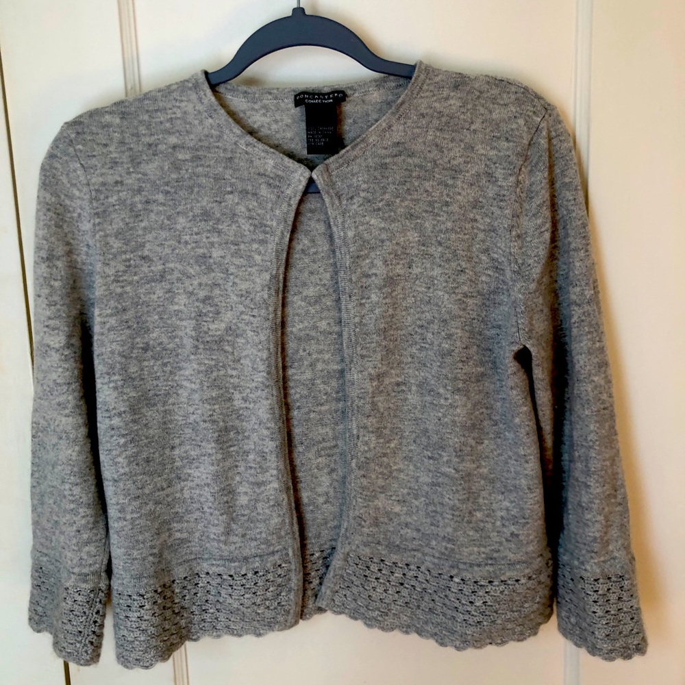 100% cashmere gray, Doncaster cardigan, size medium